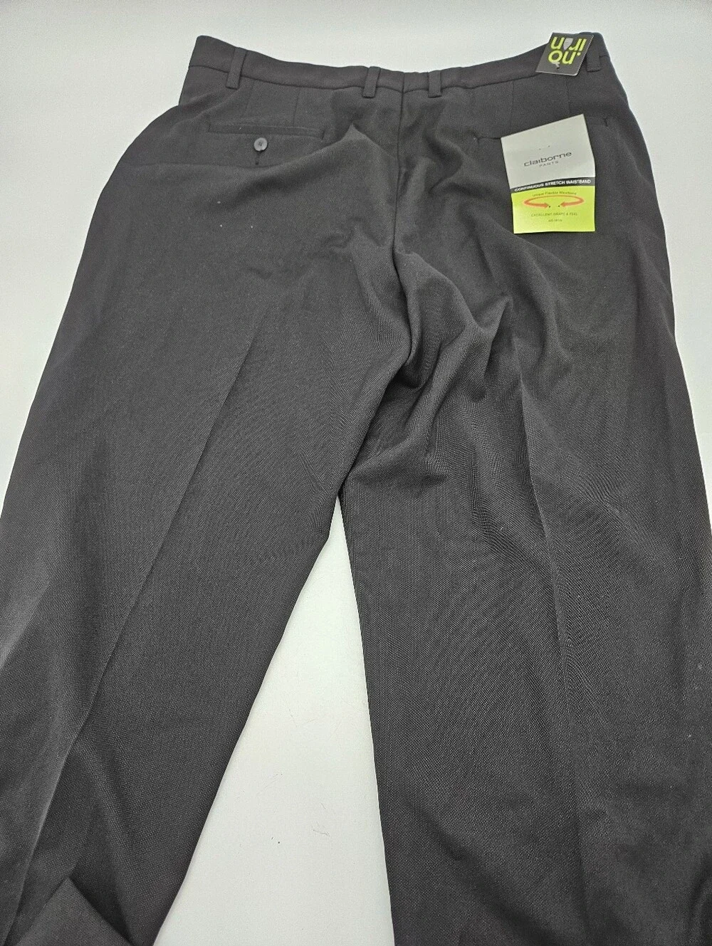 Claiborne Slacks Men's 38x32 Straight Leg Cuffs Pleats Black Dress Pants
